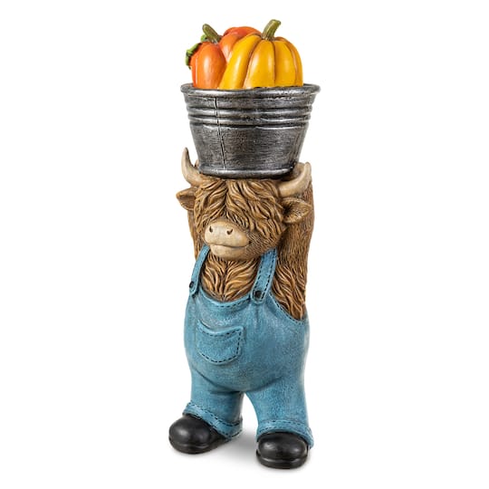 Glitzhome® 10.5" Fall Resin Highland Cow Table Decor | 3.5" x 3.5" x 10.5" | Michaels®